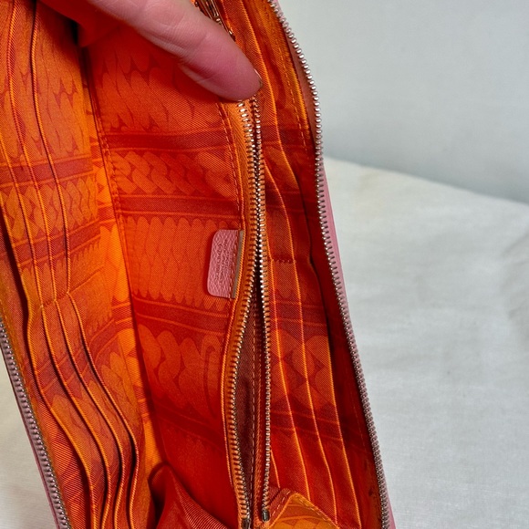 HERMES ‎ Zip Around Long Wallet Epsom pink with orange interior EUC - Picture 9 of 14